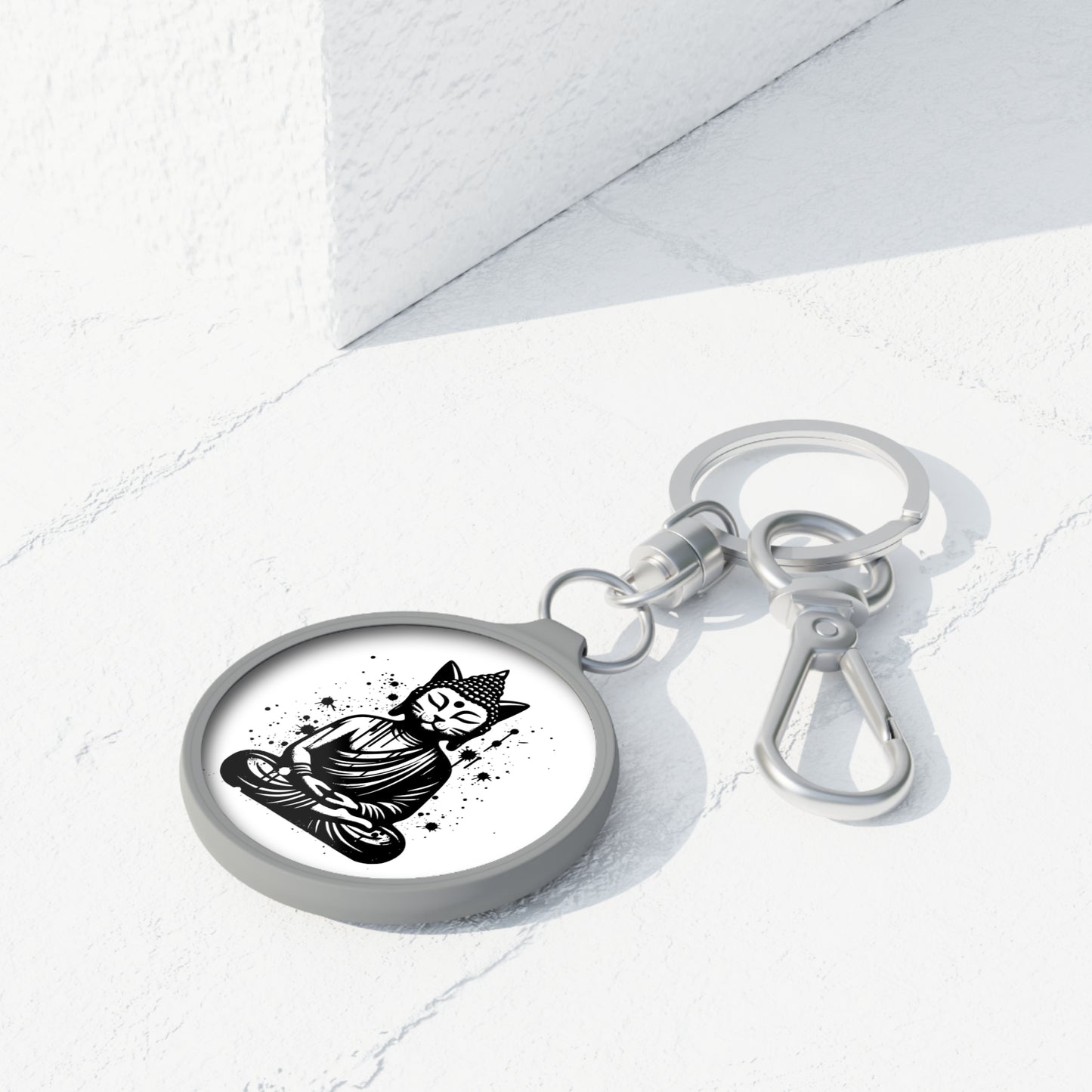 KATZEN BUDDHA Spirituell • Edler Luxus Schlüsselanhänger mit Karabiner für Frauen & Männer