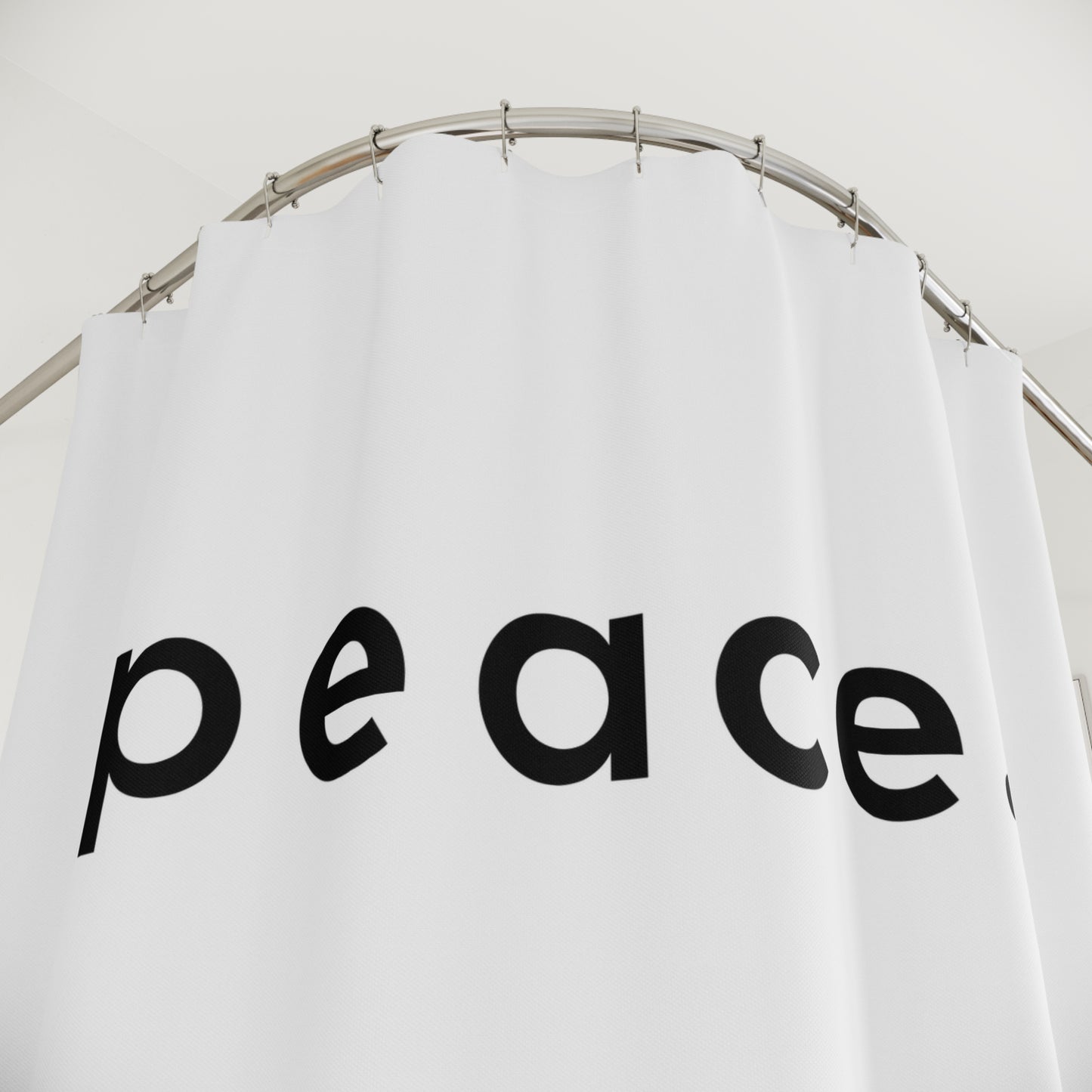PEACE SCHRIFT FRIEDENSBOTSCHAFT • Hochwertiger, Schöner Duschvorhang 180x200 cm Weiss