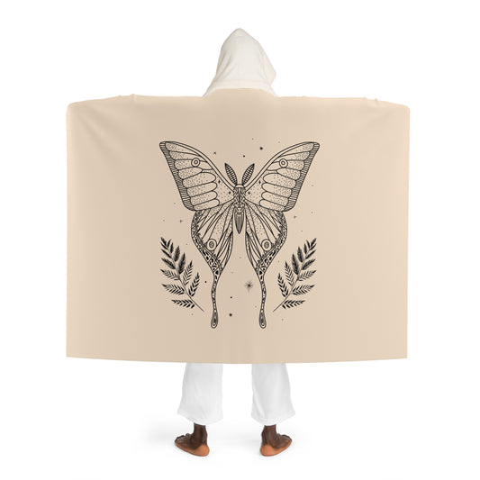 SCHMETTERLING ÄSTHETISCH • Kapuzen Kuscheldecke Beige Creme • Wohndecke Sherpa 130cm x 180cm