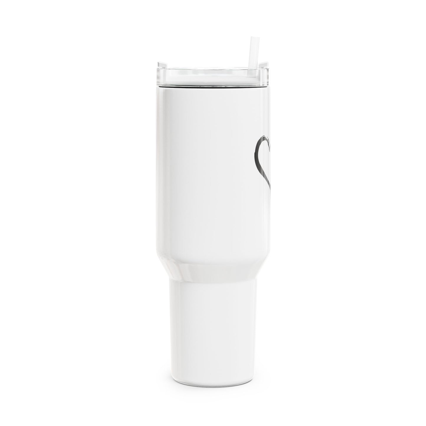 HERZ BILD HERZCHEN HANDGEZEICHNET • Liebesbeweis Geschenk, LOVE Liebesbotschaft • Tumbler mit Henkel & Strohhalm • XXL Reisebecher 1,2L