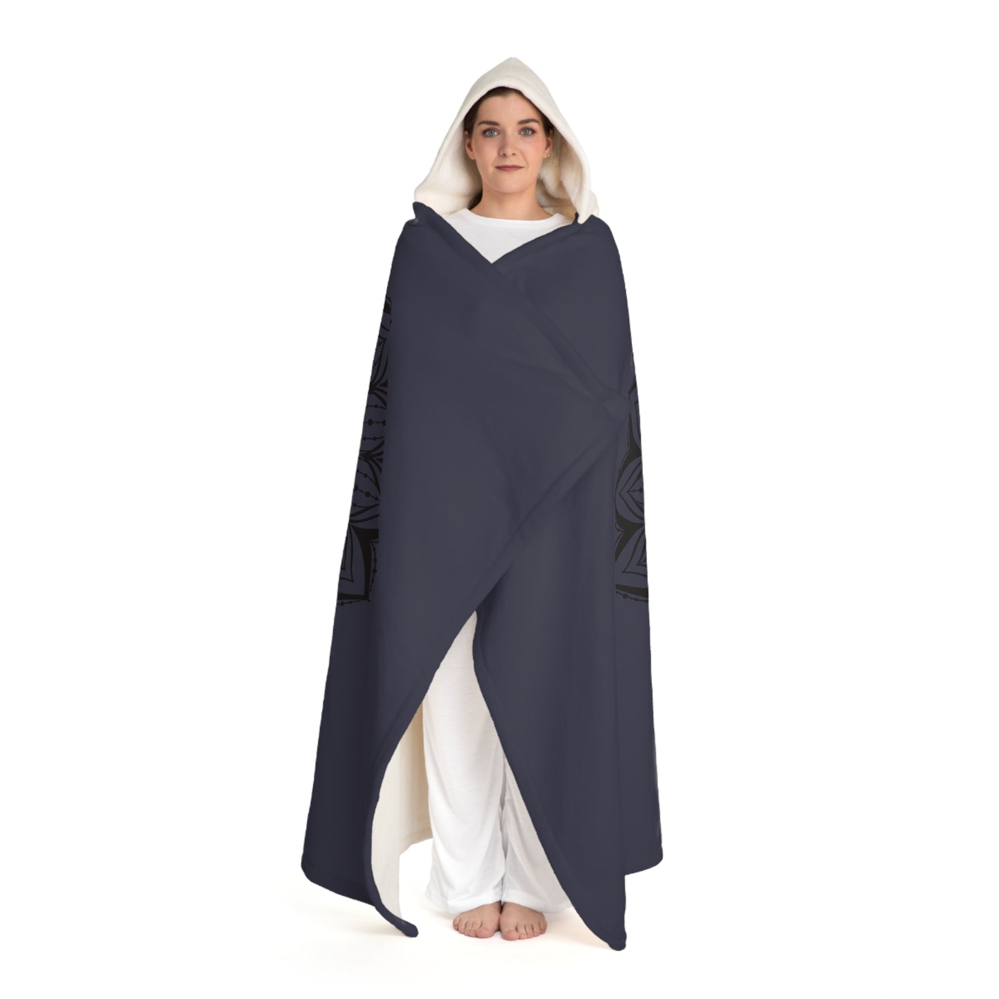 EULE OHM SPIRITUELLE • Kapuzen Kuscheldecke Beige Creme • Wohndecke Sherpa 130cm x 180cm