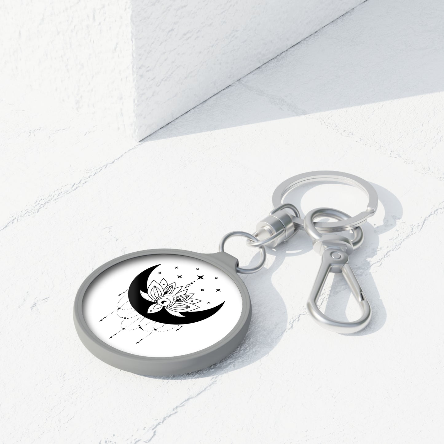MOND SYMBOL LOTUS • Edler Luxus Schlüsselanhänger mit Karabiner für Frauen & Männer