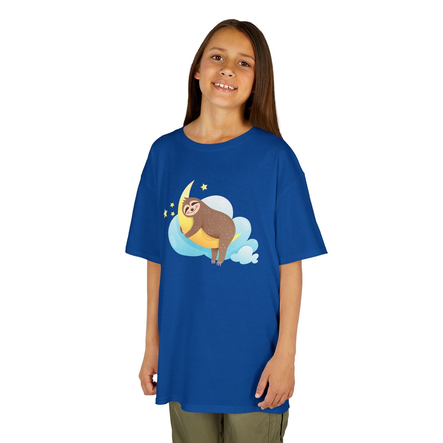 FAULTIER MOND STERNE WOLKE NIEDLICH SÜßE COMIC ZEICHNUNG • Pijama Schlafoberteil Oversize Kinder T-Shirt Mädchen Jungen • BIO Baumwolle 🌿