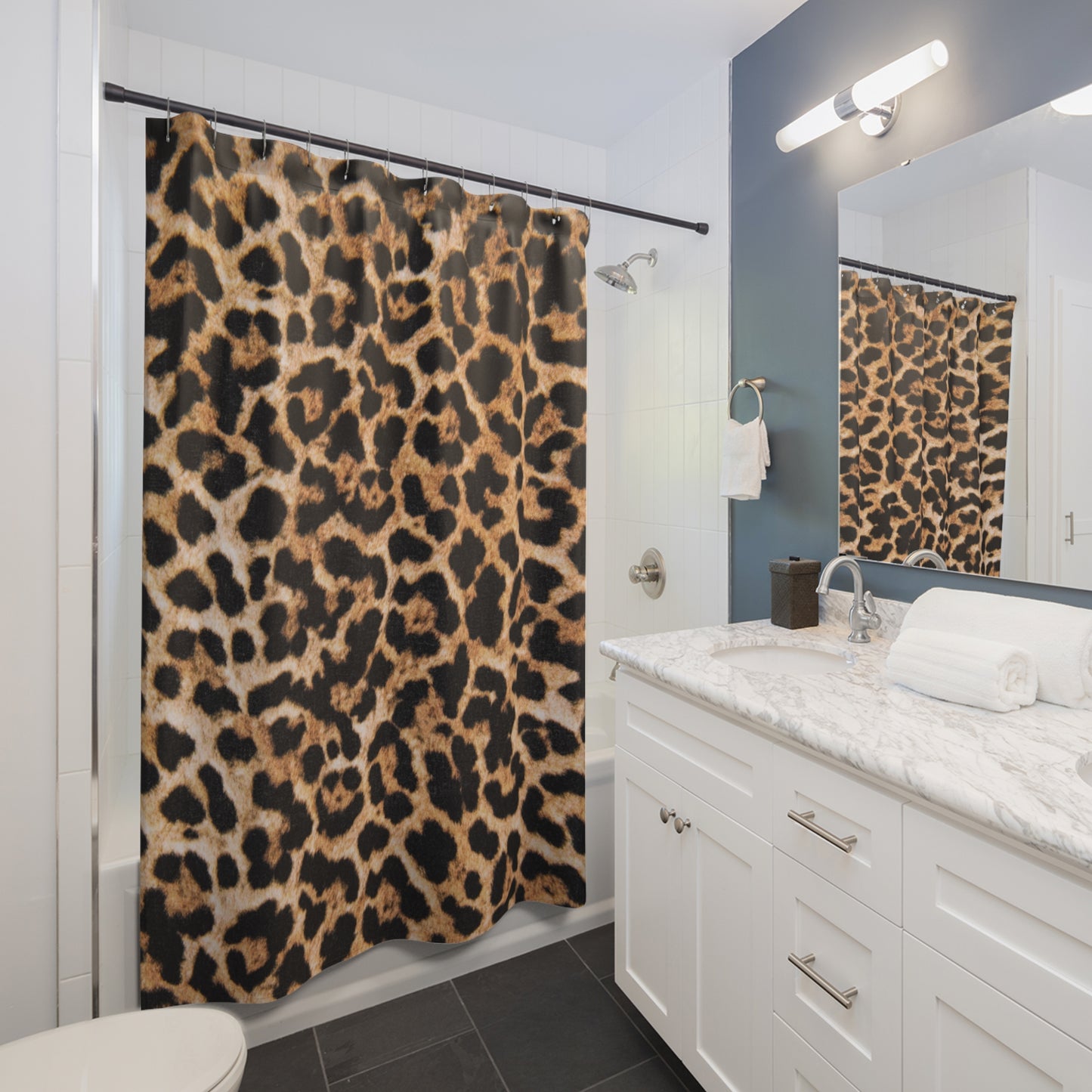 LEOPARDEN LEO ANIMAL PRINT • Hochwertiger, Schöner Duschvorhang 180x200 cm