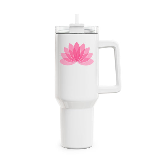 LOTUSBLÜTE PINK ROSA  • Tumbler mit Henkel & Strohhalm • XXL Reisebecher 1,2L