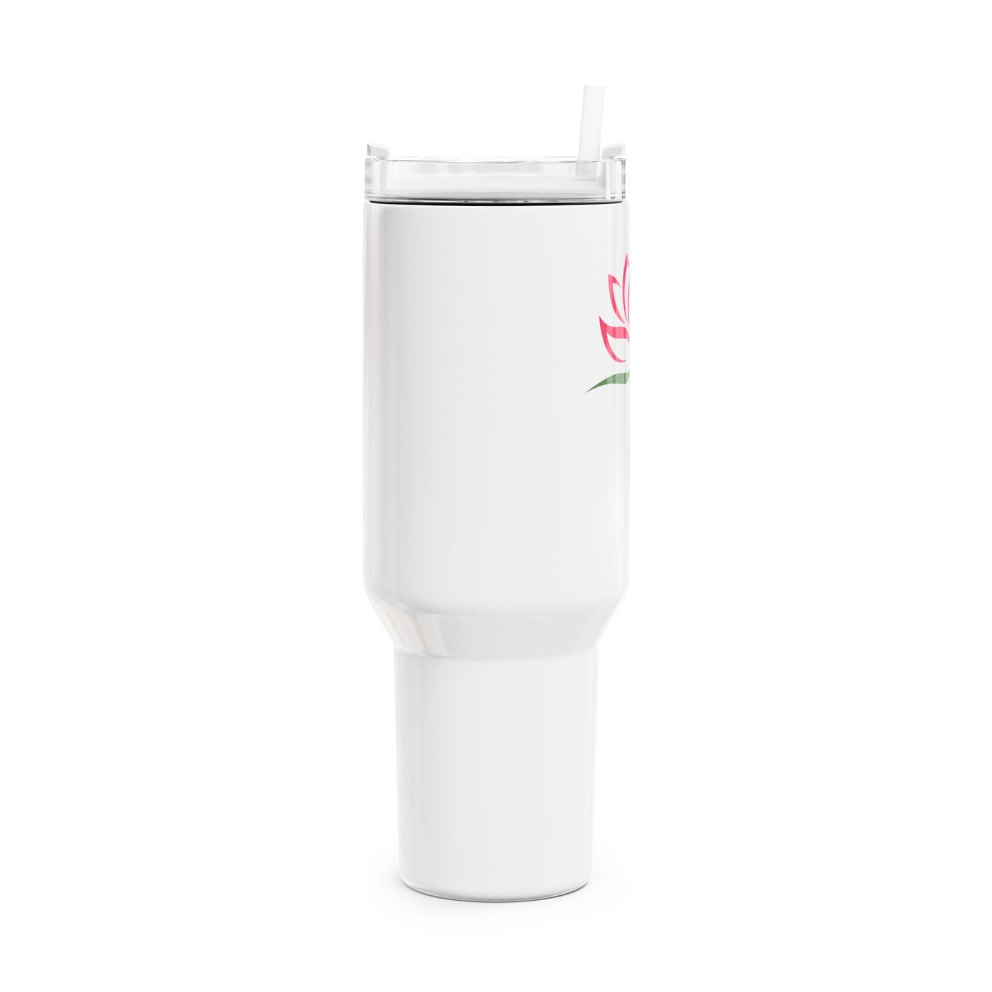 LOTUSBLUME PINK MOTIV • Tumbler mit Henkel & Strohhalm • XXL Reisebecher 1,2L - YOGA SANTA
