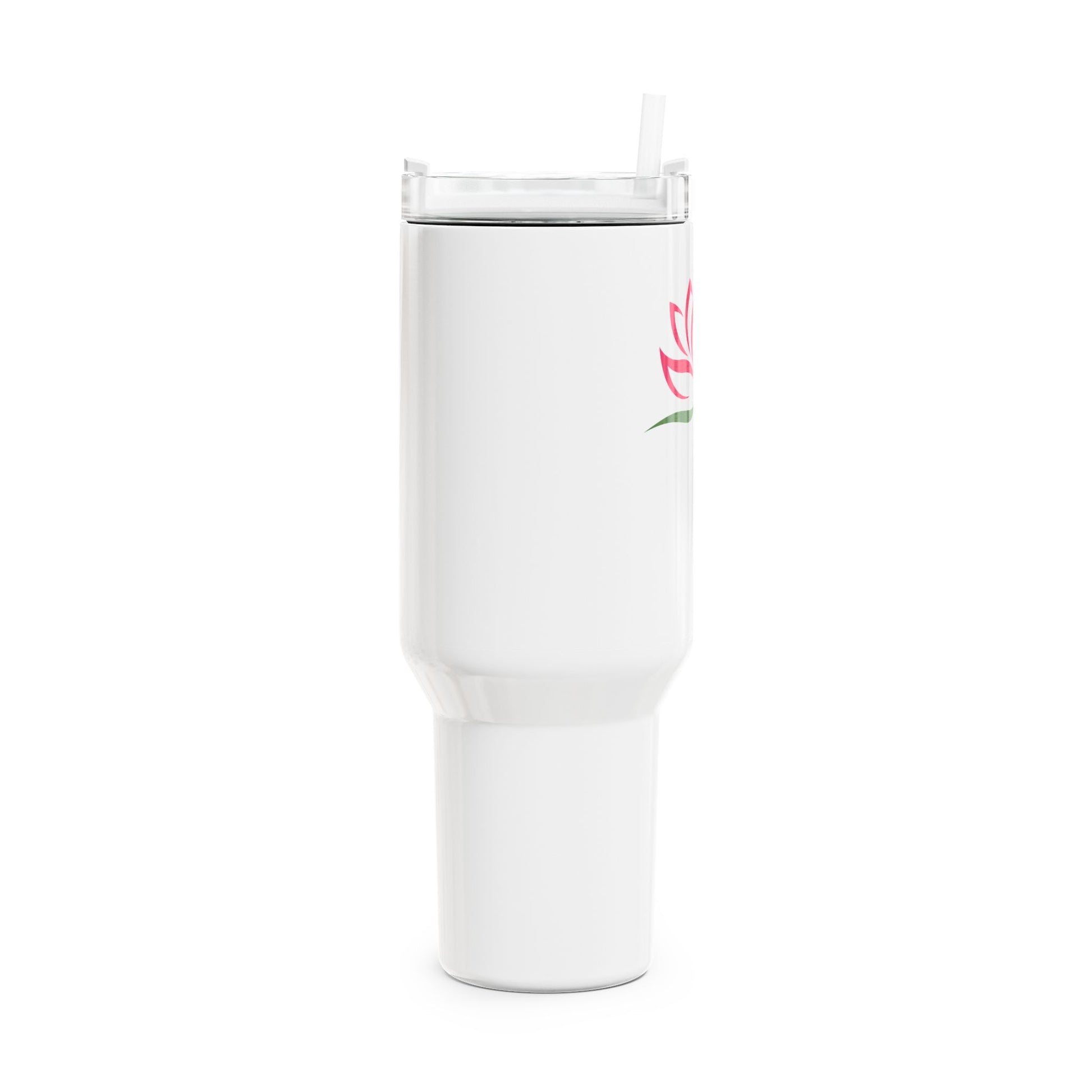 LOTUSBLUME PINK MOTIV • Tumbler mit Henkel & Strohhalm • XXL Reisebecher 1,2L - YOGA SANTA