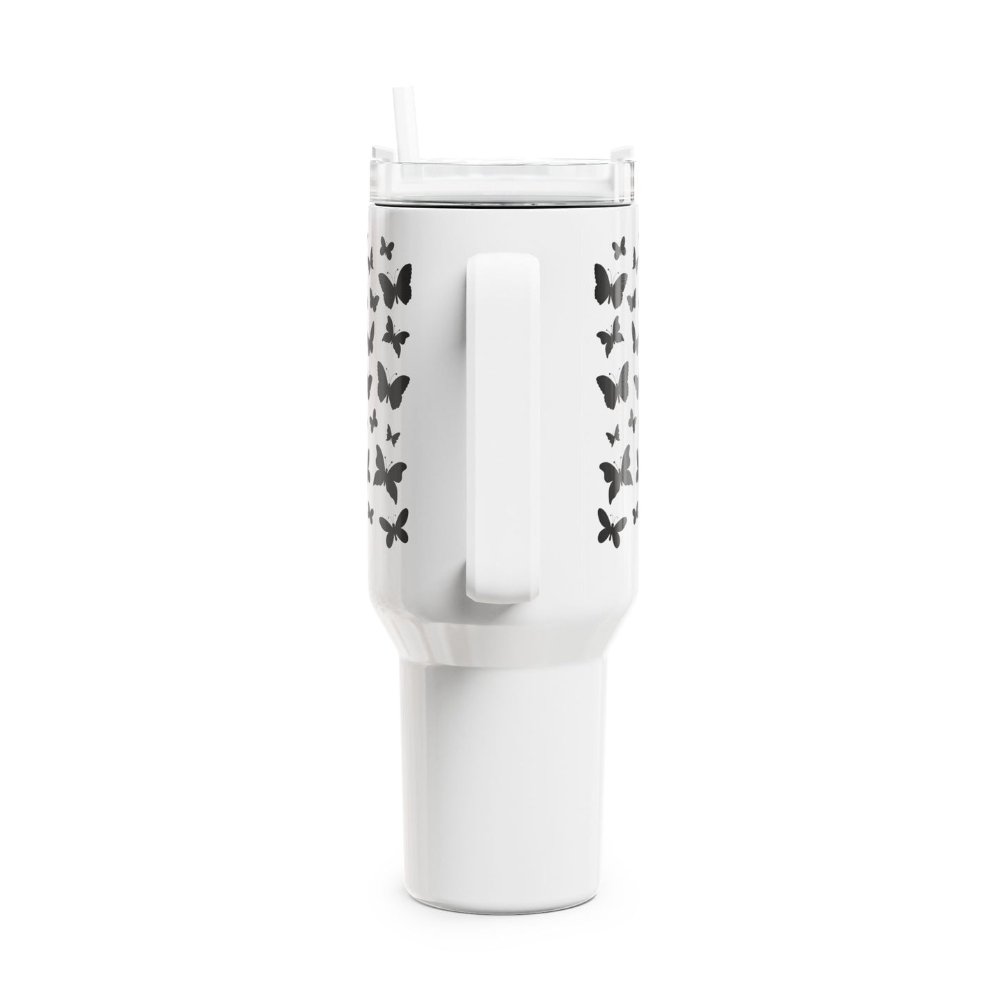 SCHMETTERLINGS MUSTER FALTER TIERMOTIV • Tumbler mit Henkel & Strohhalm • XXL Reisebecher 1,2L