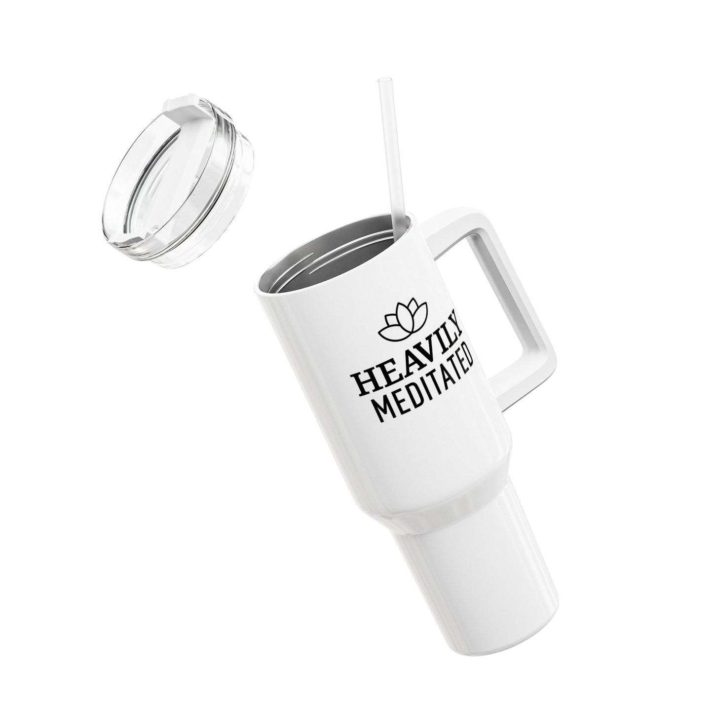 HEAVILY MEDITATED - LOTUSBLÜTE YOGA MOTIV • Tumbler mit Henkel & Strohhalm • XXL Reisebecher 1,2L - YOGA SANTA