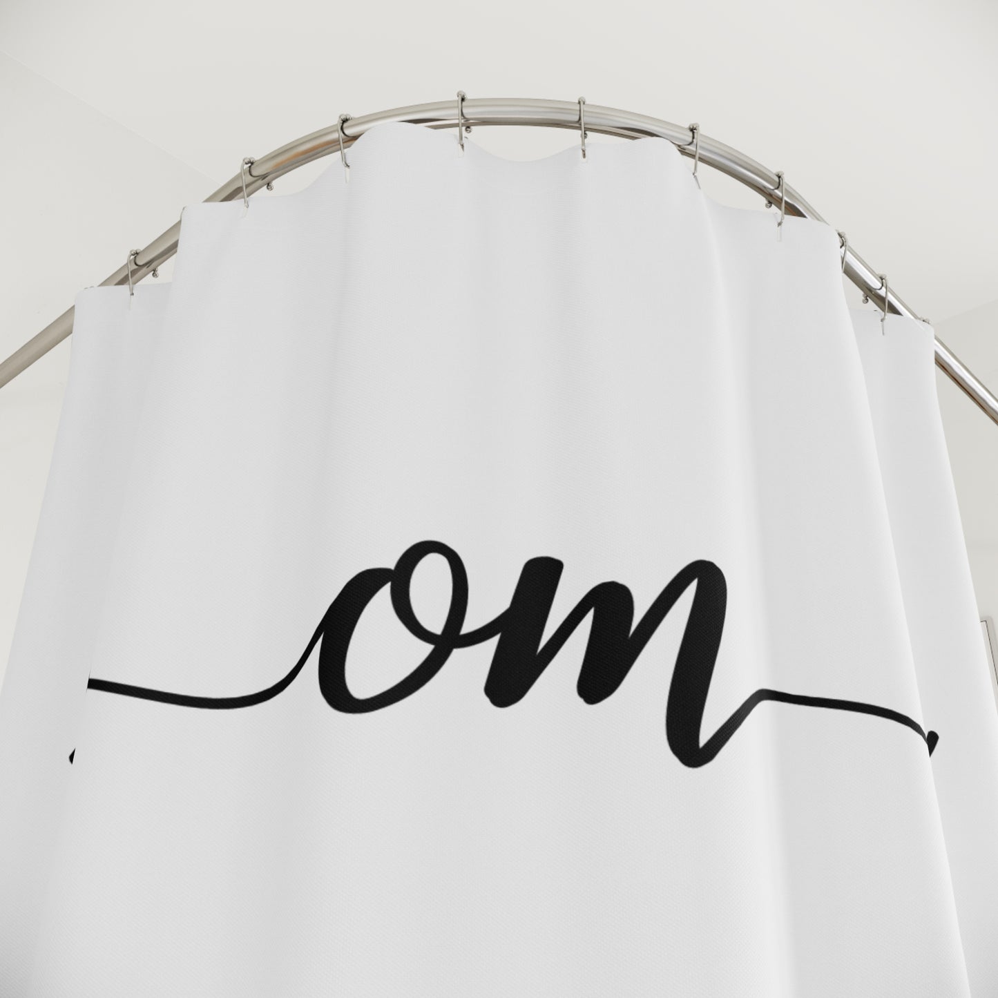 OM OHM - YOGA SPRUCH MEDITATION • Hochwertiger, Schöner Duschvorhang 180x200 cm Weiss
