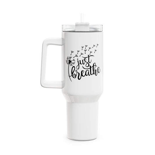 JUST BREATHE - PUSTEBLUME HANDGEMALT • Tumbler mit Henkel & Strohhalm • XXL Reisebecher 1,2L