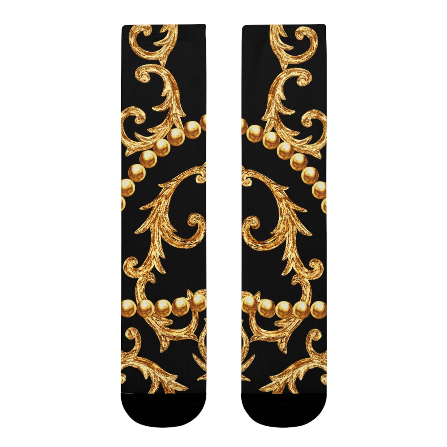 FLORALES BAROCK MUSTER EDEL LUXURIÖS • HAPPY SOCKS Crew Socken Goldoptik mit Motiv