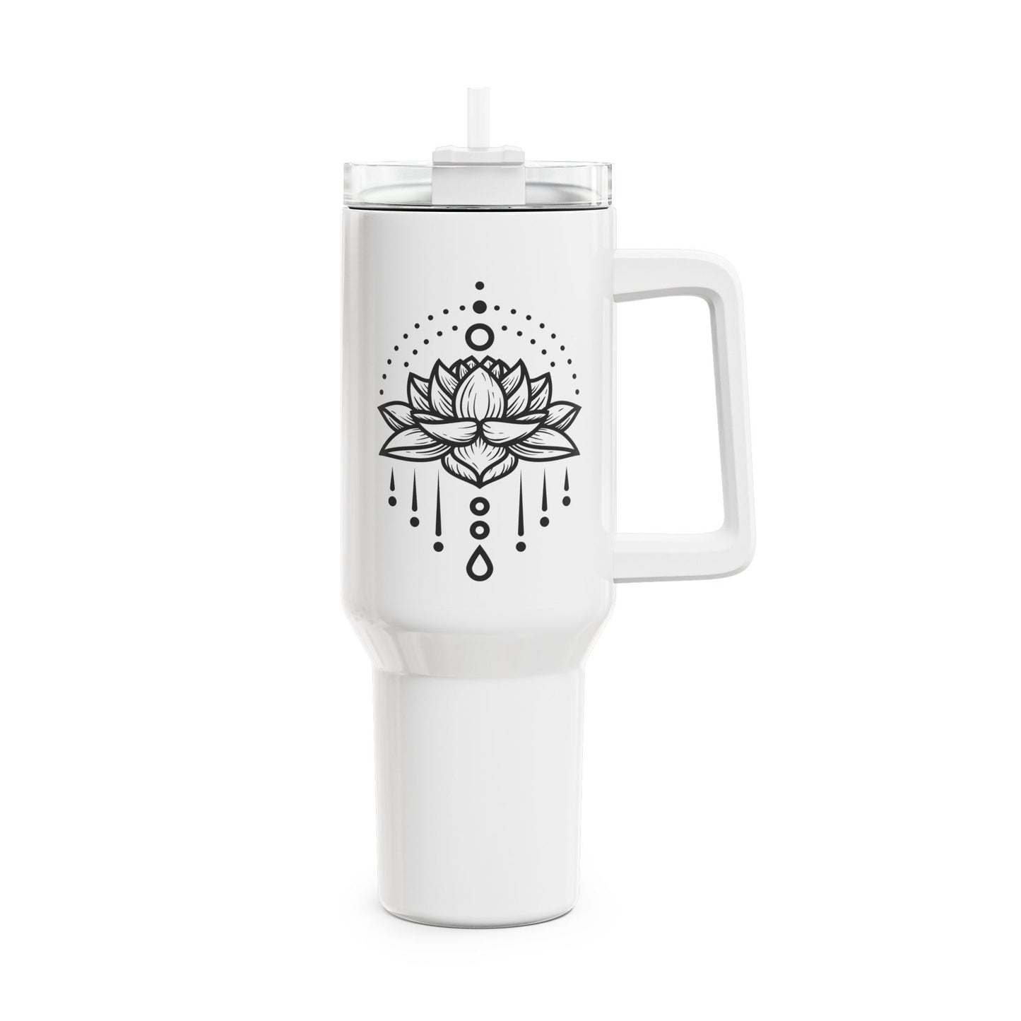 LOTUSBLUME Clipart Schön • Tumbler mit Henkel & Strohhalm • XXL Reisebecher 1,2L - YOGA SANTA