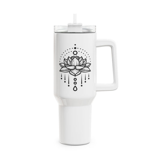 LOTUSBLUME Clipart Schön • Tumbler mit Henkel & Strohhalm • XXL Reisebecher 1,2L - YOGA SANTA