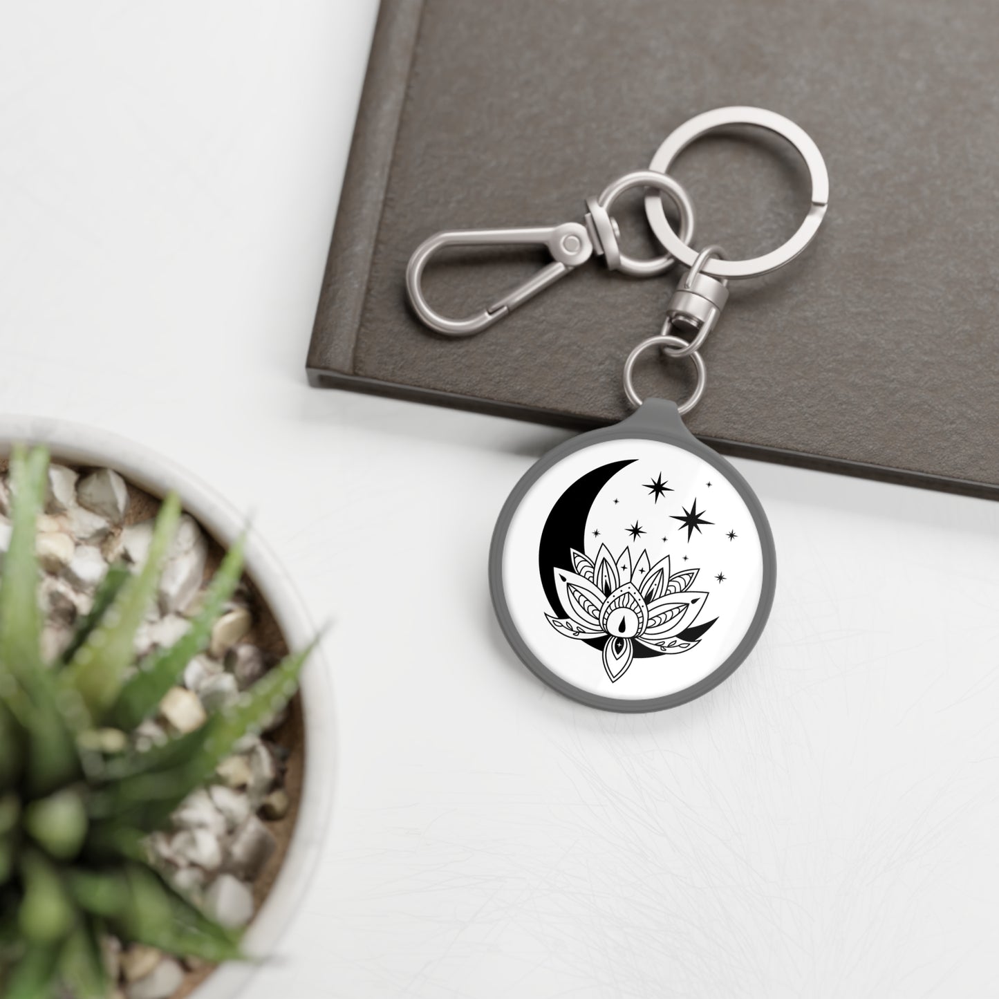 MOND BLUME LOTUS STERNE • Edler Luxus Schlüsselanhänger mit Karabiner für Frauen & Männer