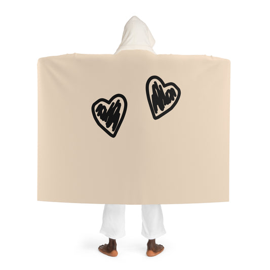 HERZEN Herzchen LOVE Liebesbeweis • Kapuzen Kuscheldecke Beige Creme • Wohndecke Sherpa 130cm x 180cm