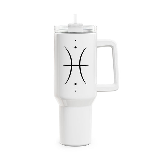 FISCHE PISCES SYMBOL STERZEICHEN • Tumbler mit Henkel & Strohhalm • XXL Reisebecher 1,2L - YOGA SANTA