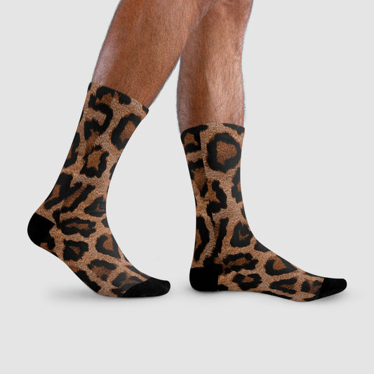 LEOPARDEN LEO ANIMAL PRINT • HAPPY SOCKS Crew Socken Braun mit Motiv