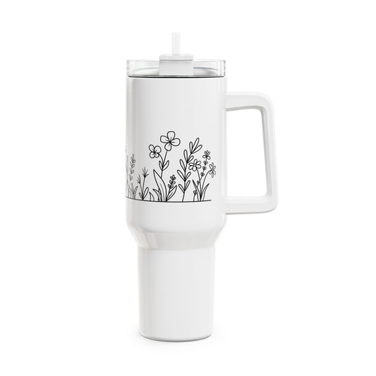 BLUMENWIESE NATURDESIGN NATURLIEBHABER • Tumbler mit Henkel & Strohhalm • XXL Reisebecher 1,2L