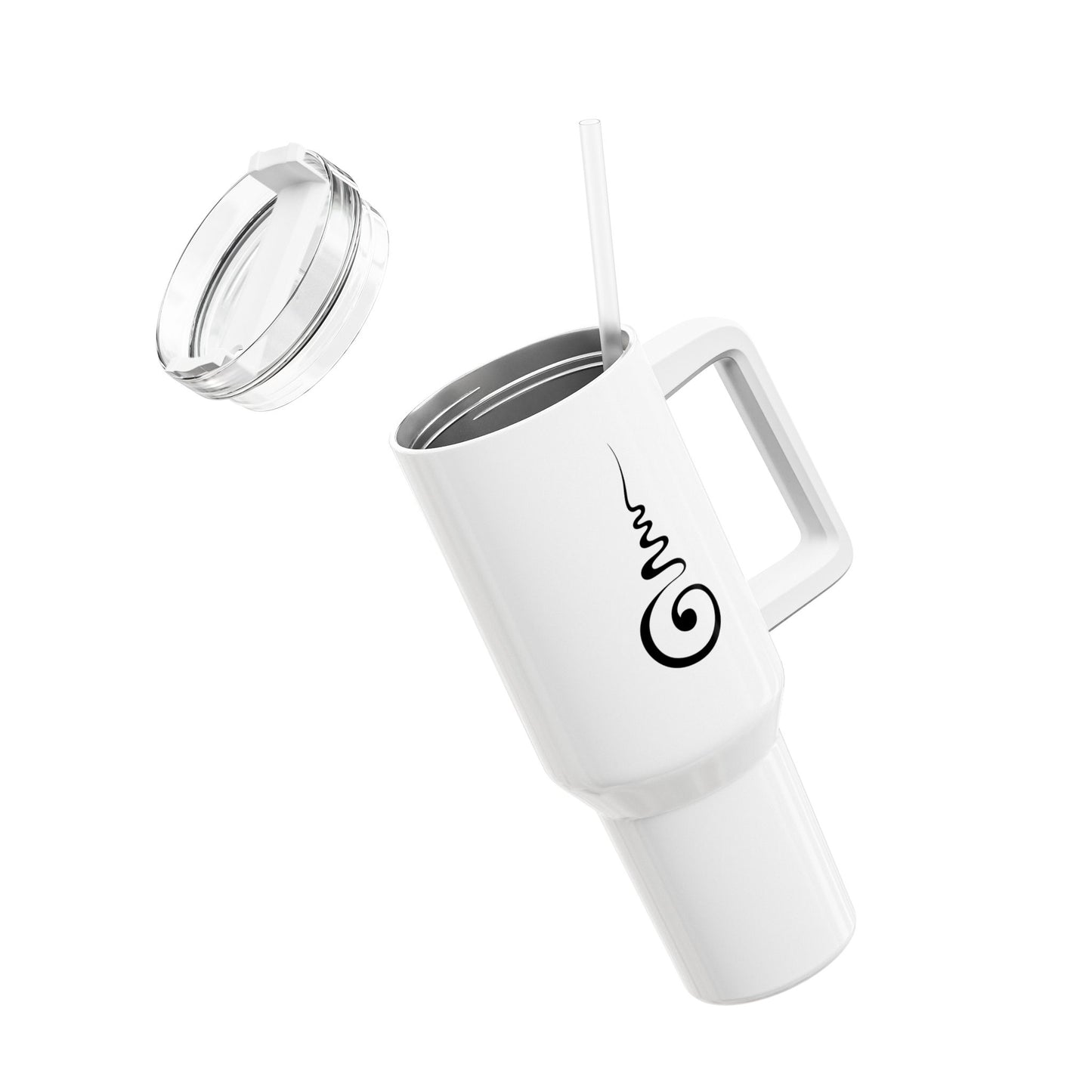 SPIRALE & SHRIVATSA - ENDLOSER KNOTEN • Tumbler mit Henkel & Strohhalm • XXL Reisebecher 1,2L - YOGA SANTA