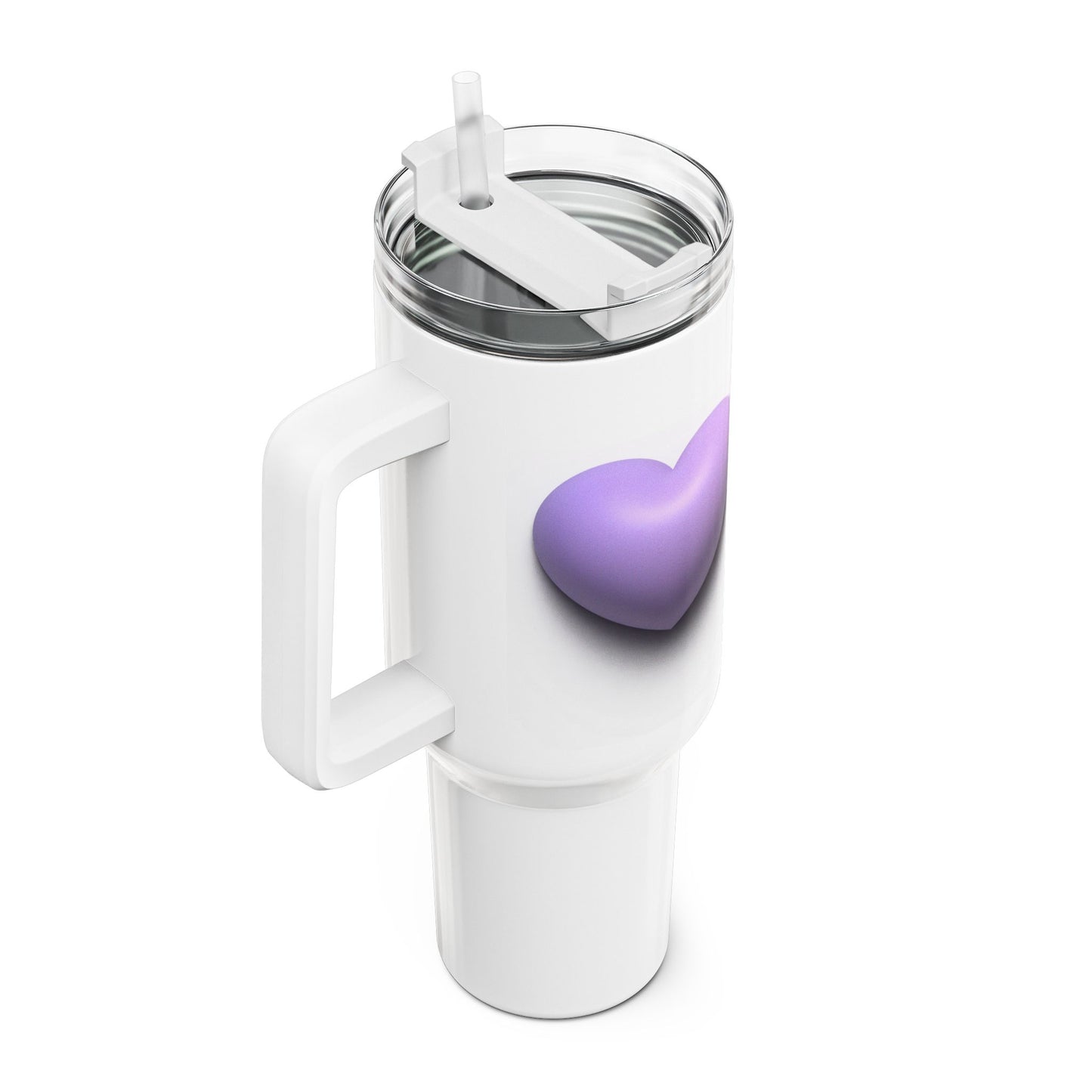 HERZ VIOLETT FLIEDER LILA • Tumbler mit Henkel & Strohhalm • XXL Reisebecher 1,2L
