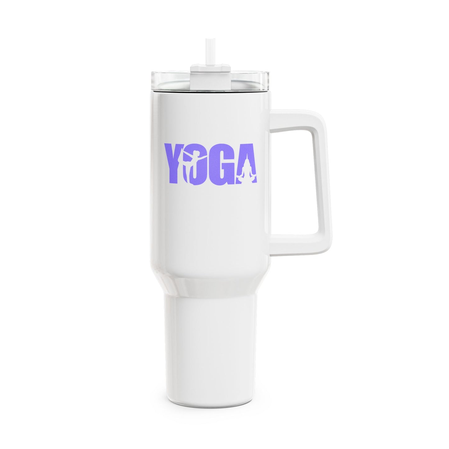 YOGA SCHRFITZUG YOGA POSEN ASANAS lila violet • Tumbler mit Henkel & Strohhalm • XXL Reisebecher 1,2L - YOGA SANTA