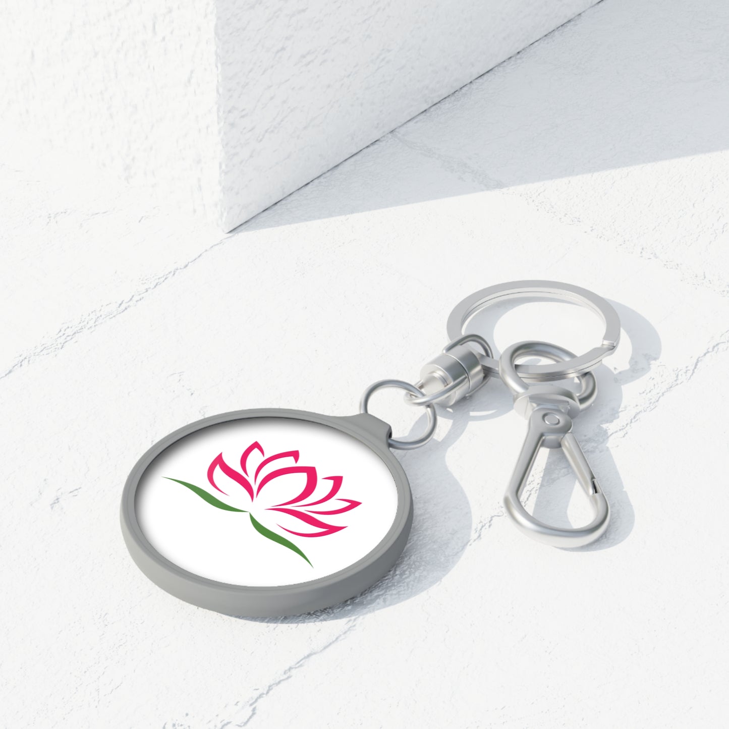 LOTUSBLÜTE PINK ZEICHNUNUNG MINIMALISITSCH • Edler Luxus Schlüsselanhänger mit Karabiner für Frauen & Männer