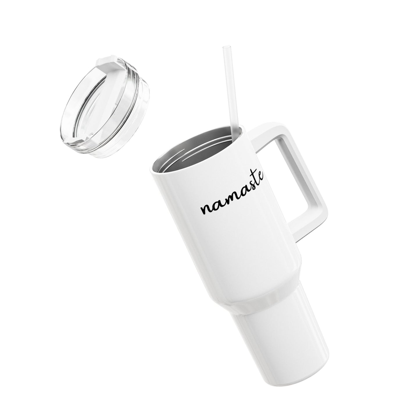 NAMASTE YOGA REDEWENDUNG SPRUCH • Tumbler mit Henkel & Strohhalm • XXL Reisebecher 1,2L