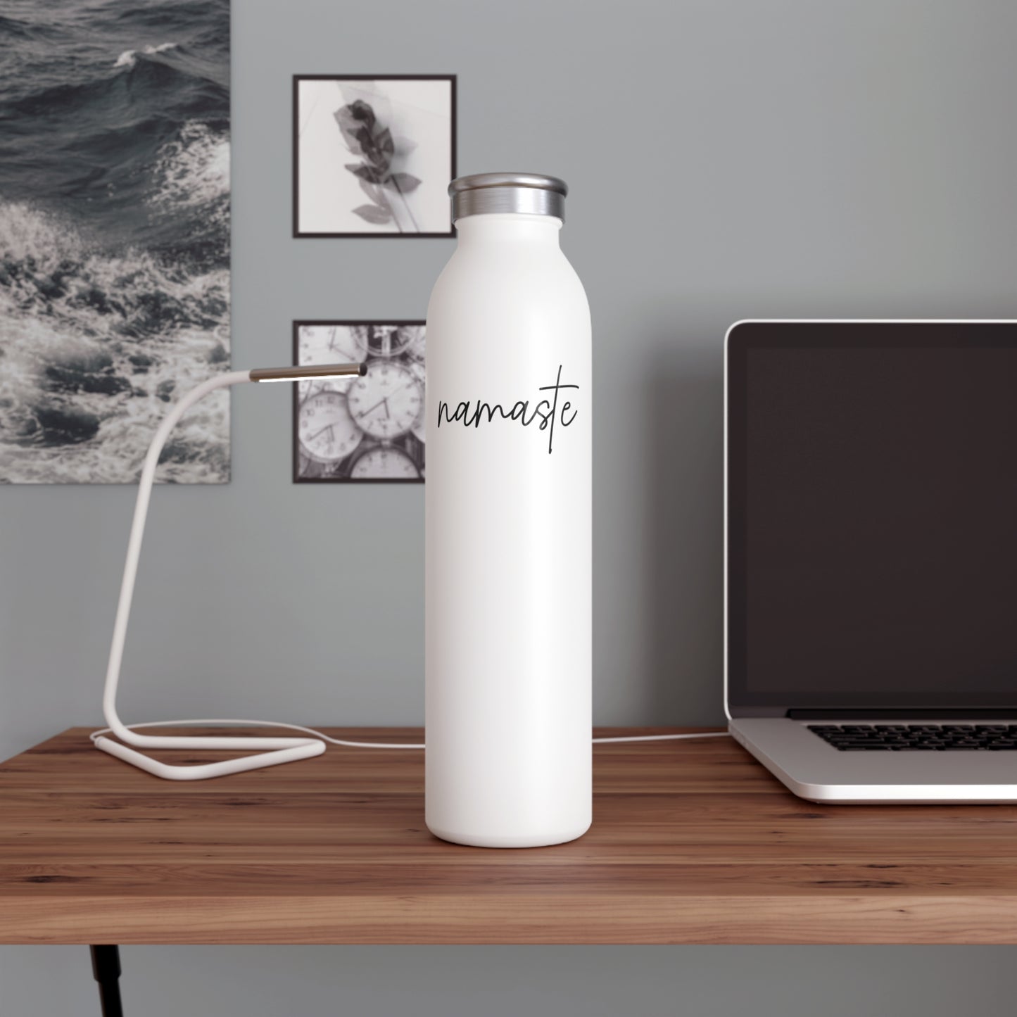 NAMASTE YOGA SPRUCH • BUDDHISTISCH HINDUISTISCH • Edelstahl Thermosflasche SLIM • 600 ml