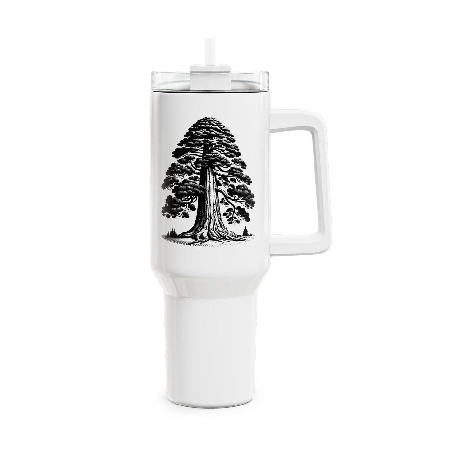 BAUM ZEICHNUNG ÄSTHETISCH • Tumbler mit Henkel & Strohhalm • XXL Reisebecher 1,2L