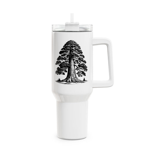 BAUM ZEICHNUNG ÄSTHETISCH • Tumbler mit Henkel & Strohhalm • XXL Reisebecher 1,2L