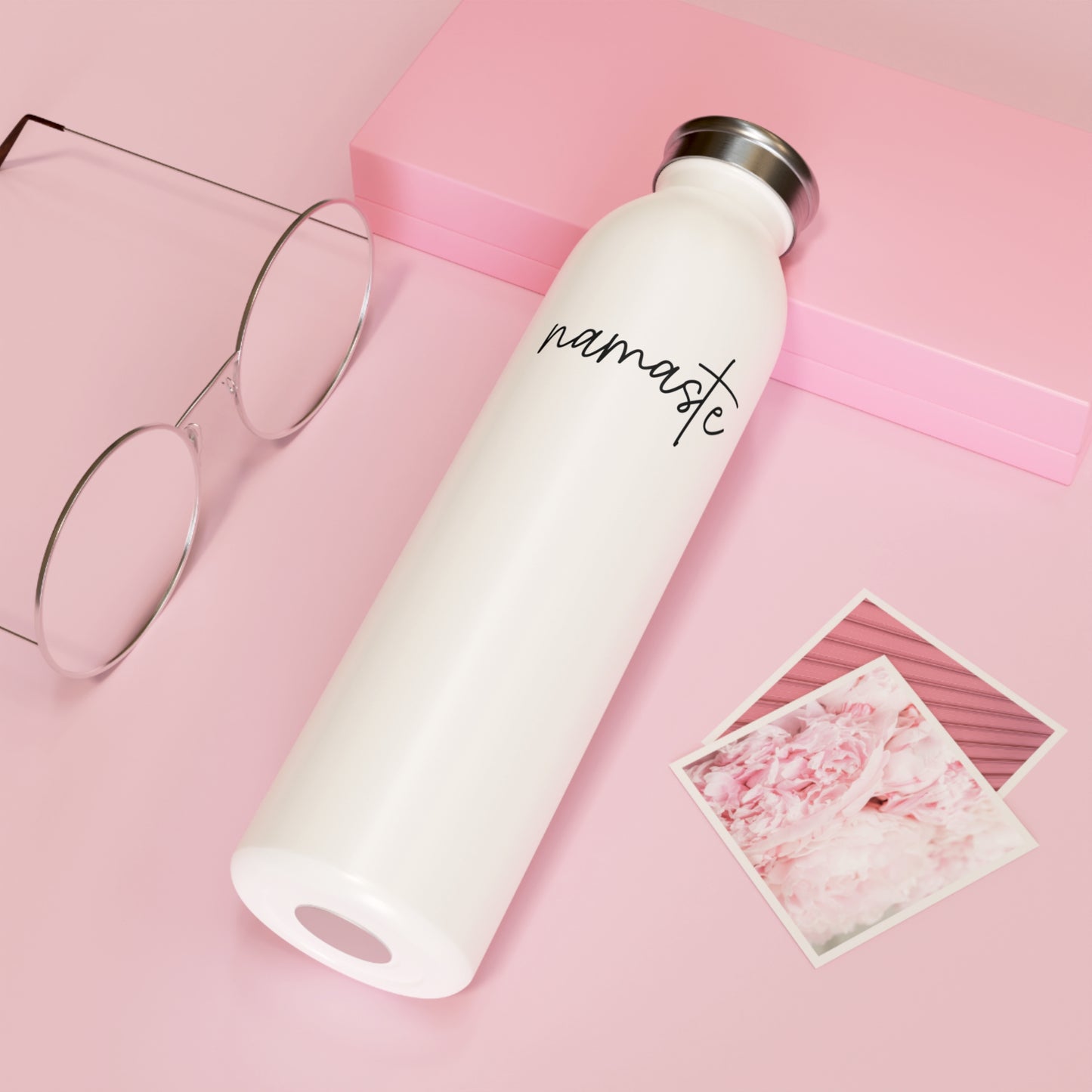 NAMASTE YOGA SPRUCH • BUDDHISTISCH HINDUISTISCH • Edelstahl Thermosflasche SLIM • 600 ml