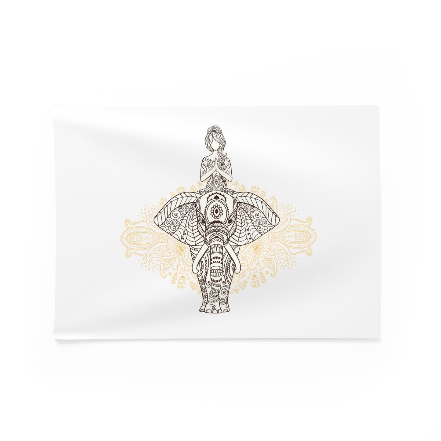 ELEFANT INDISCH MANDALA • Wandtuch • Wandttepich Schwarz Weiß • Wanddekor in v. Größen bis XXL