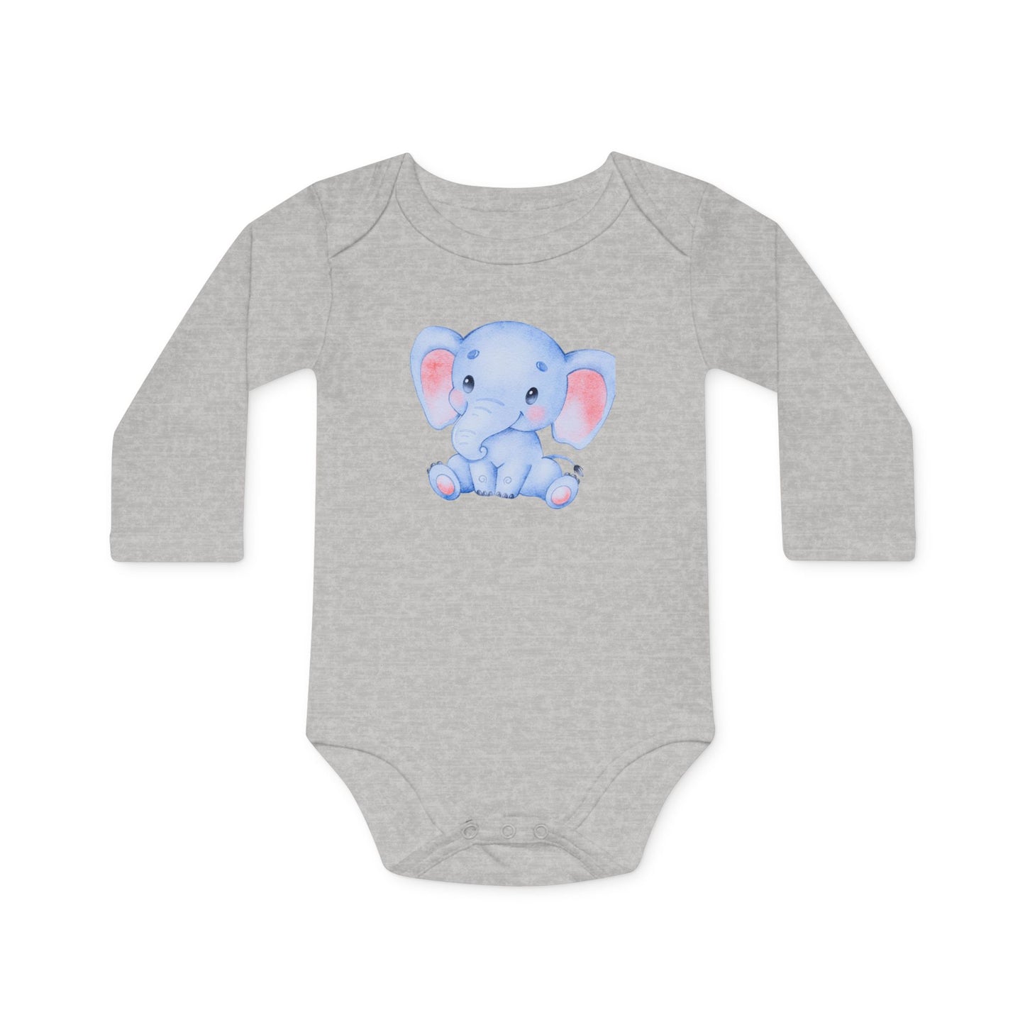 Strampler Elefant • Niedlich Süßer Baby Body Langarm • Mädchen & Jungen • BIO Baumwolle 🌿