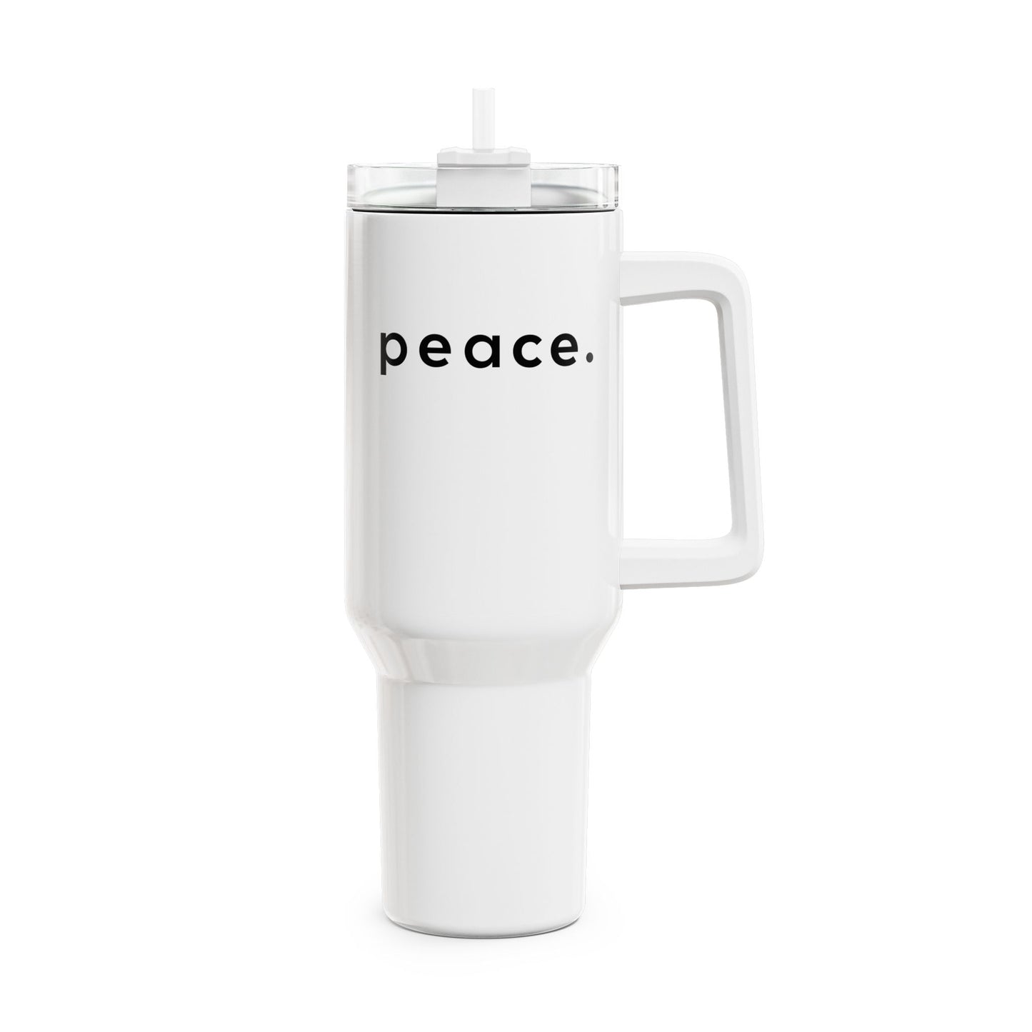 PEACE Spruch Friedenszeichen Botschaft • Tumbler mit Henkel & Strohhalm • XXL Reisebecher 1,2L