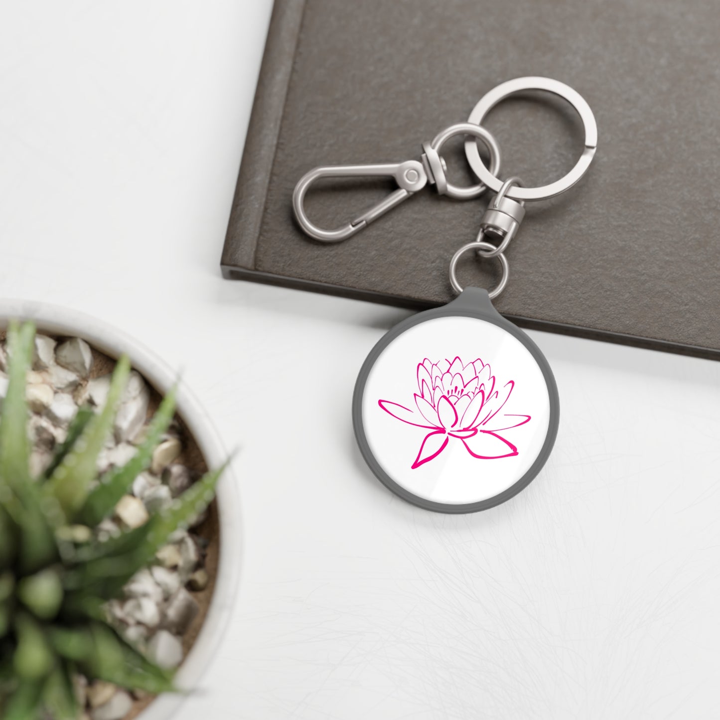 LOTUSBLÜTE PINK • Edler Luxus Schlüsselanhänger mit Karabiner für Frauen & Männer