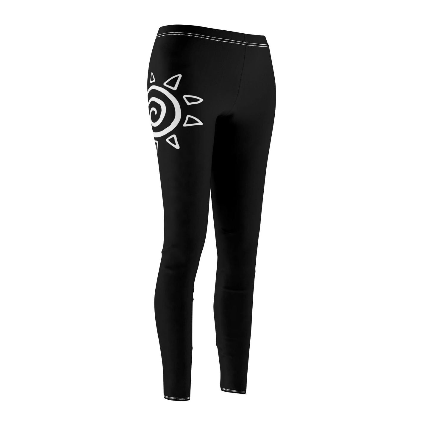 SPIRALE IN SONNE SYMBOL MOTIV SPIRITUELL • BOHO STYLE - Hippie Damen Leggins Schwarz • Beste Leggings für Sport & Freizeit