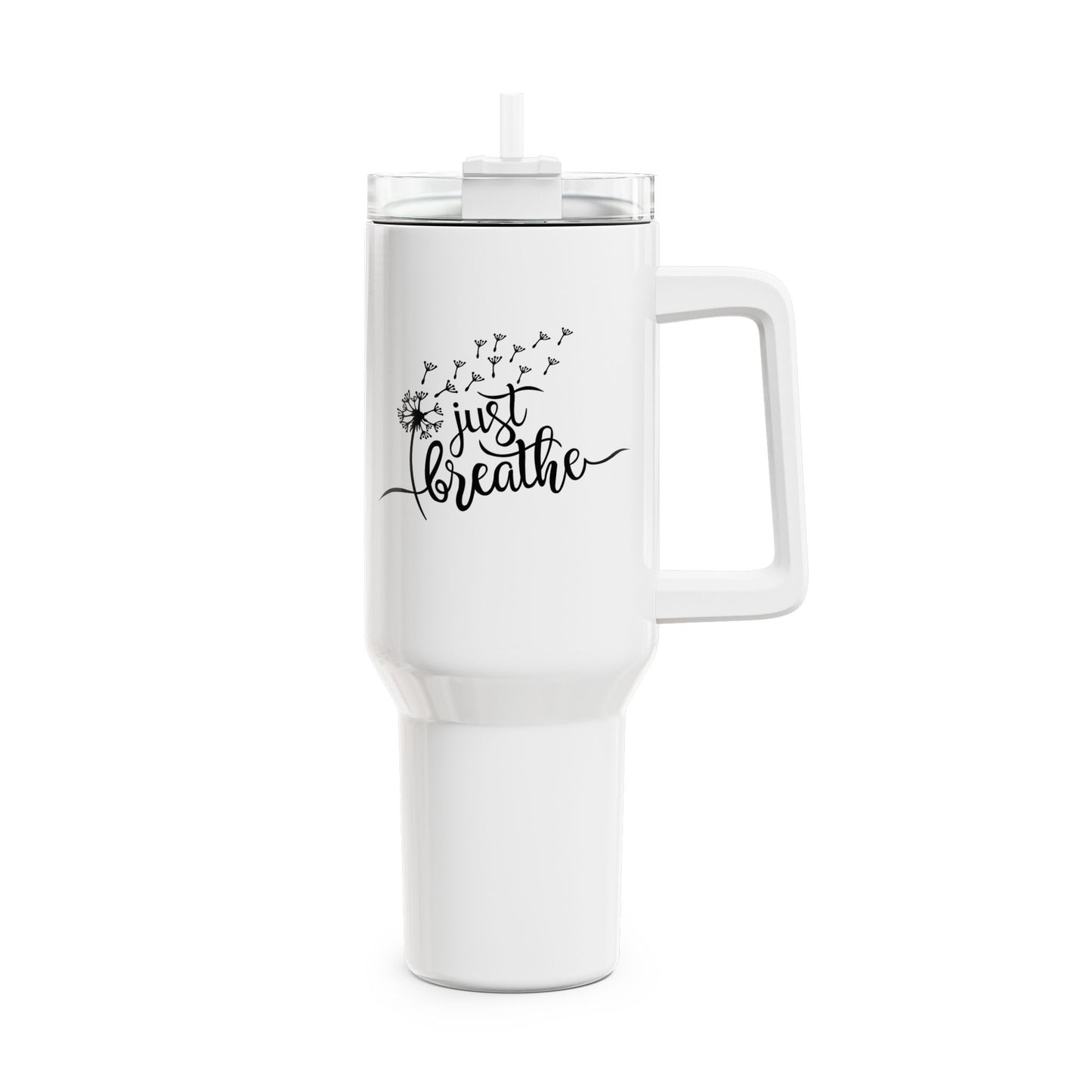 JUST BREAHTE - PUSTEBLUME • Tumbler mit Henkel & Strohhalm • XXL Reisebecher 1,2L - YOGA SANTA