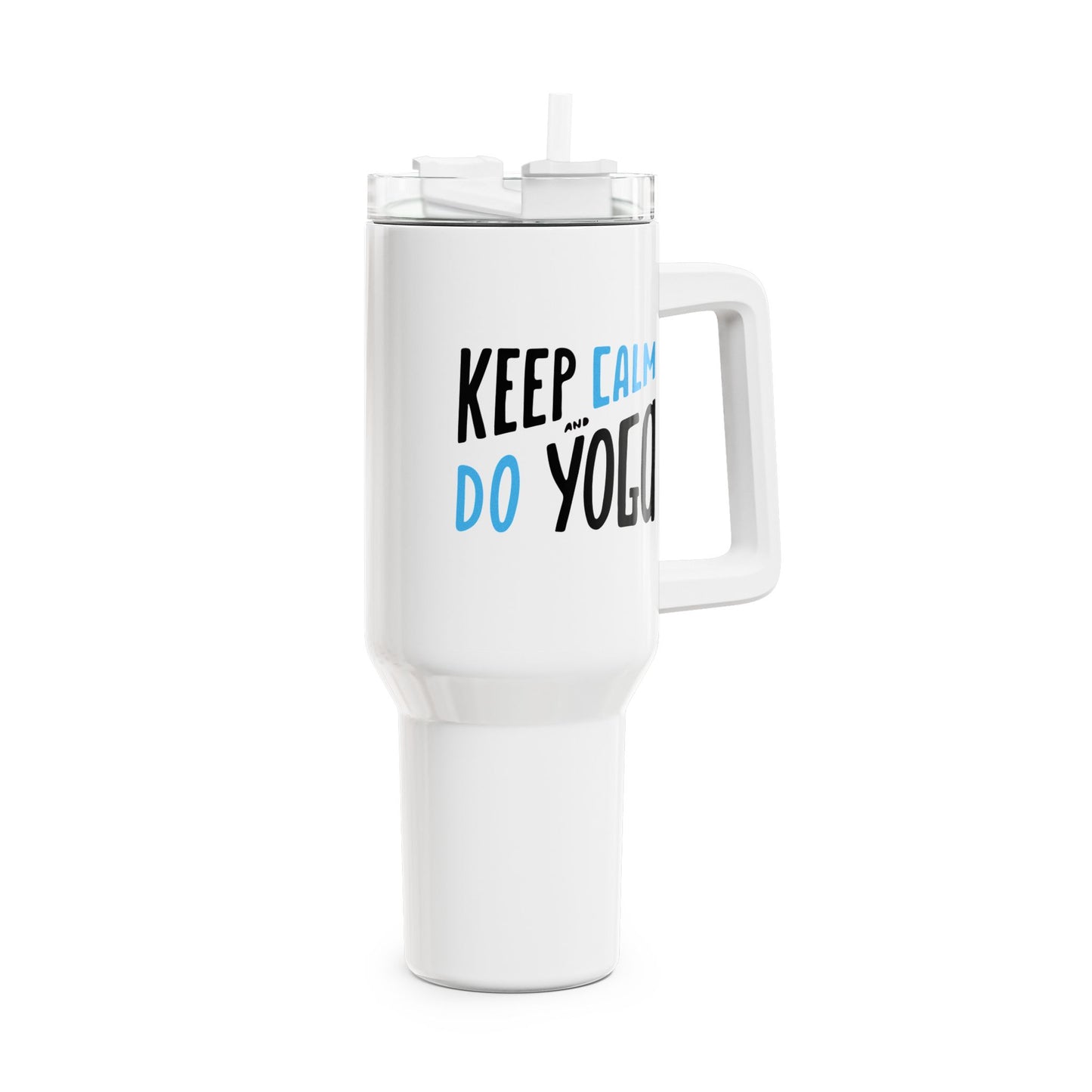 KEEP CALM DO YOGA  • Tumbler mit Henkel & Strohhalm • XXL Reisebecher 1,2L - YOGA SANTA