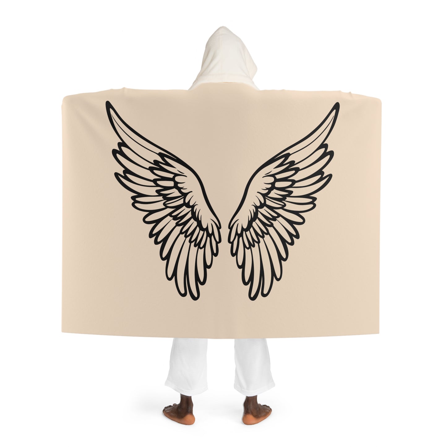 Flügel SchutzengelENGELSFLÜGEL FEDERFLÜGEL • Kapuzen Kuscheldecke Beige CremeWeiß • Wohndecke Sherpa 130cm x 180cm
