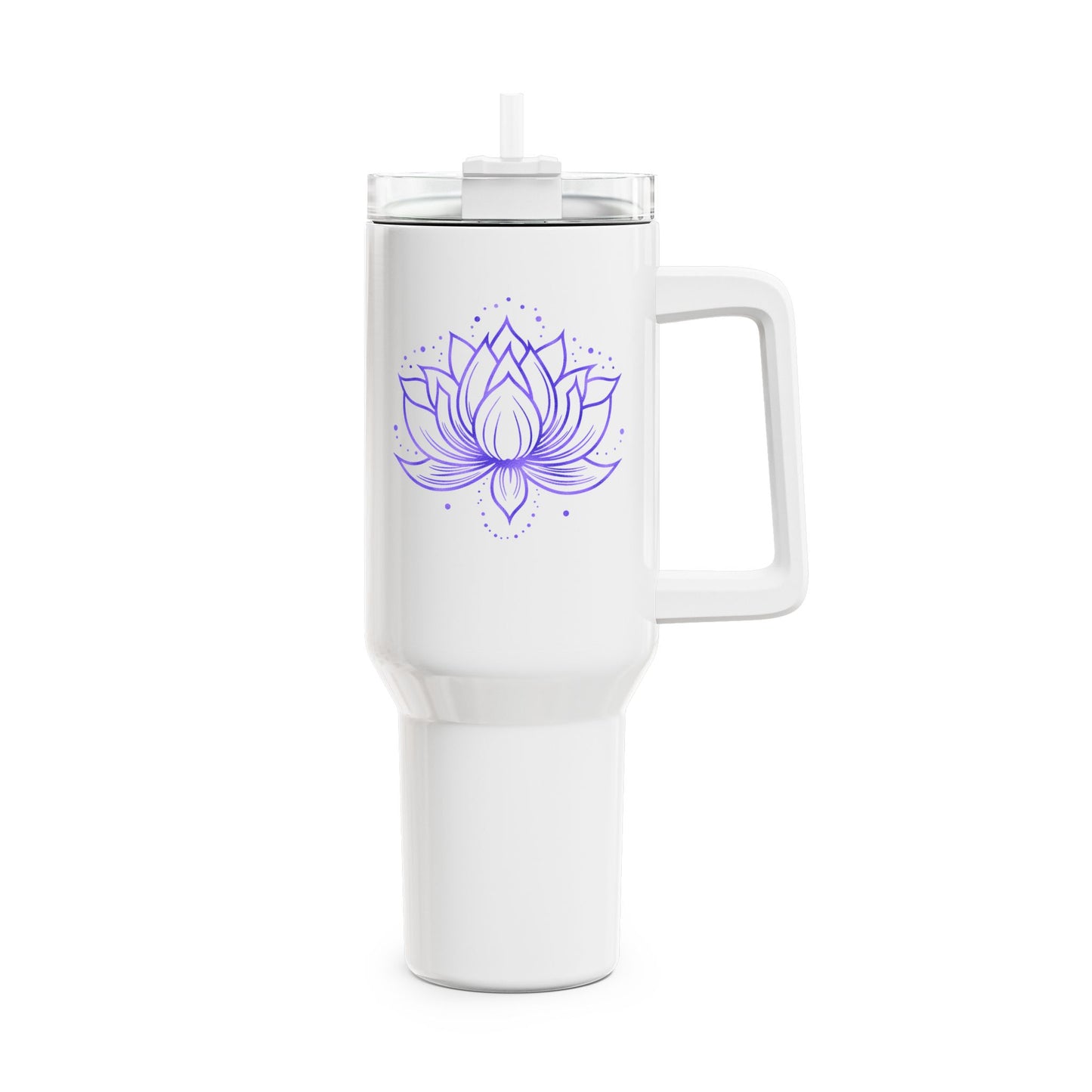 LOTUSBLÜTE LILA VIOLET • Tumbler mit Henkel & Strohhalm • XXL Reisebecher 1,2L