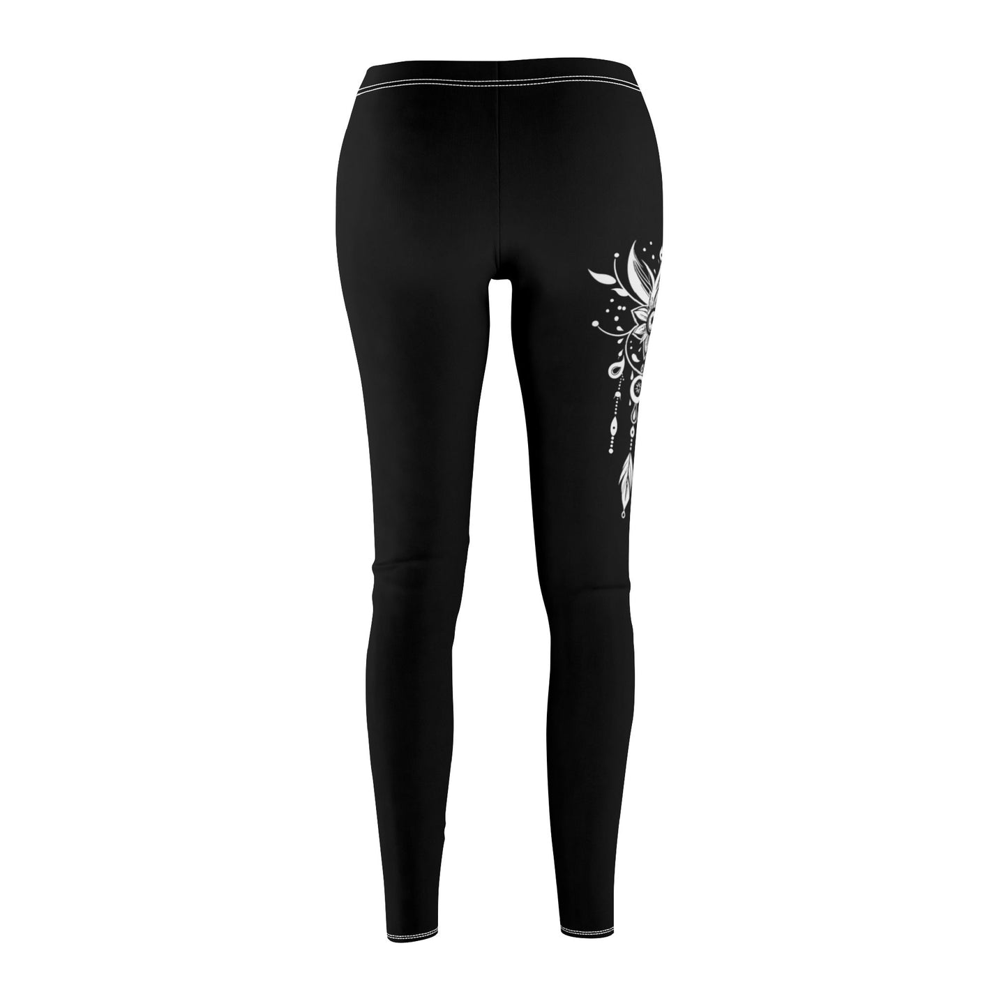TRAUMFÄNGER MONDSICHEL BLUMEN. FEDERN MOTIV • Ästhetische Damen Leggins Schwarz • Beste Leggings für Sport & Freizeit