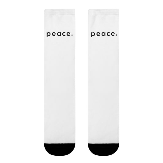 PEACE SCHRIFTZUG FRIEDENSBOTSCHAFT FRIEDENSNACHRICHT • HAPPY SOCKS Crew Socken Weiß mit Motiv