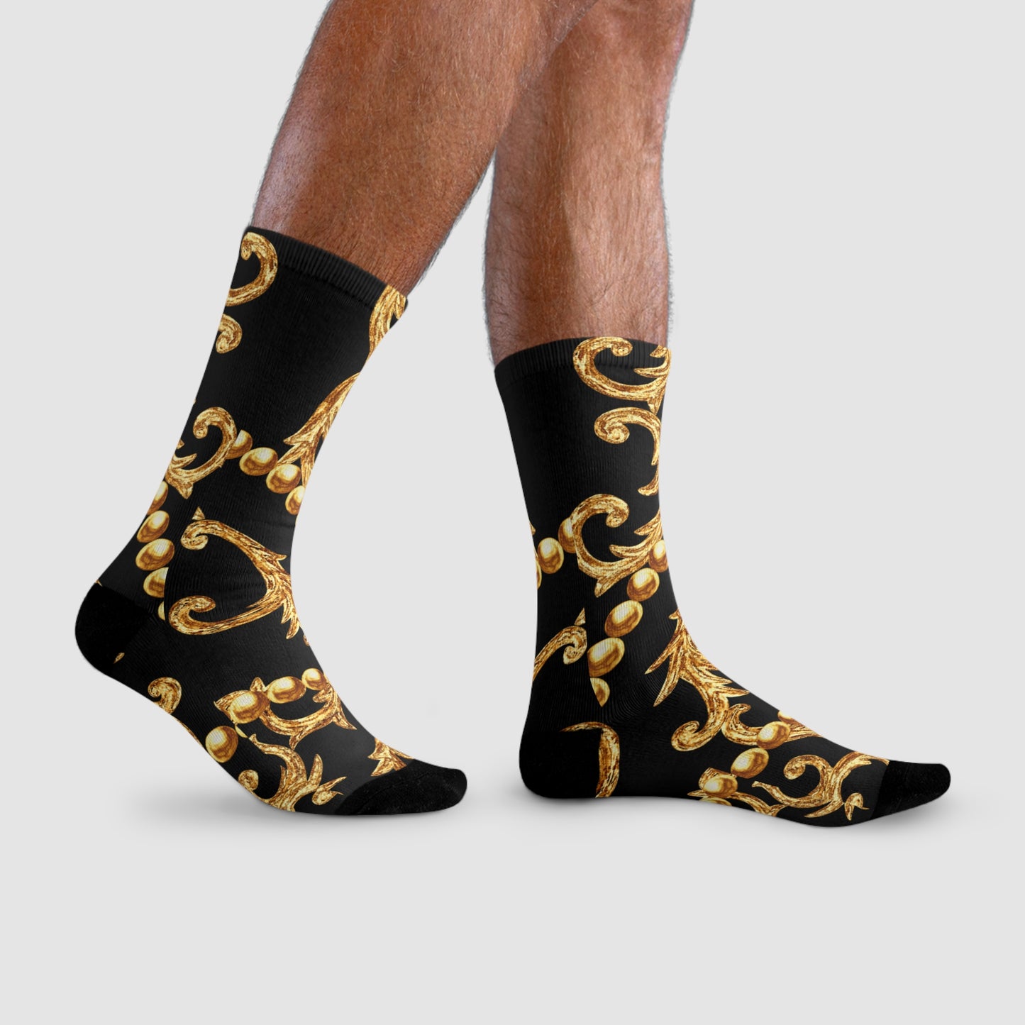 FLORALES BAROCK MUSTER EDEL LUXURIÖS • HAPPY SOCKS Crew Socken Goldoptik mit Motiv