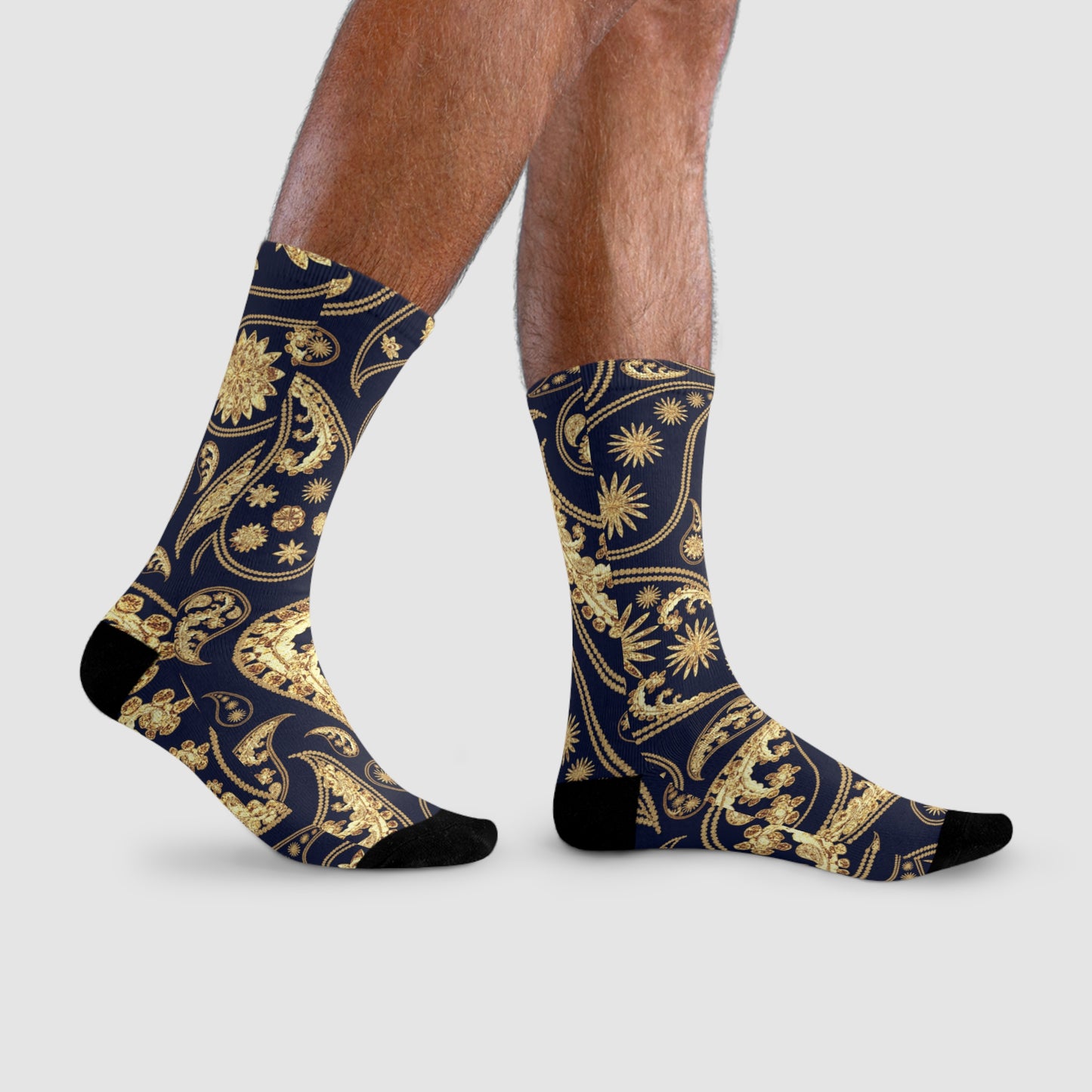 PAISLEY MUSTER LUXURIÖS ELEGANT GOLDOPTIK • HAPPY SOCKS Crew Socken Goldoptik mit Motiv