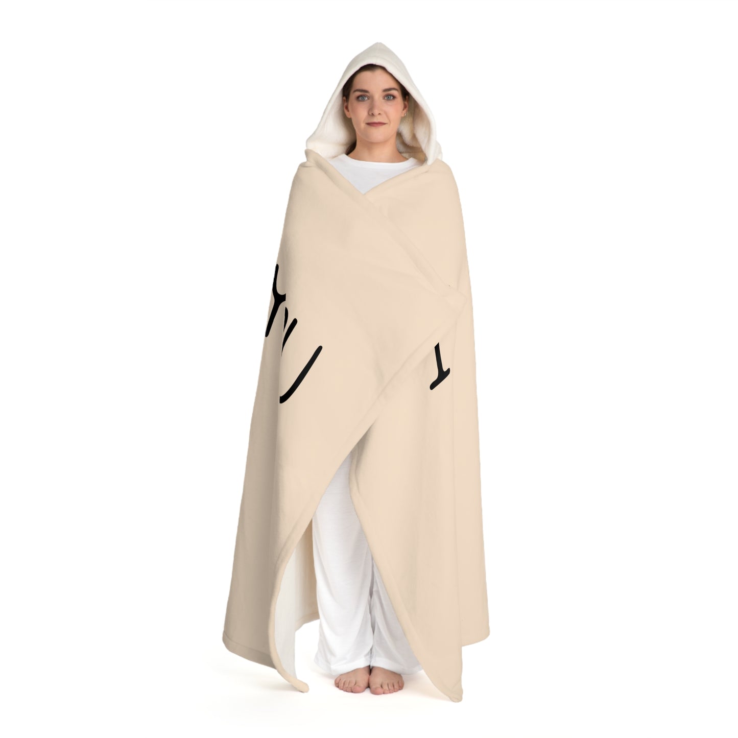 I LOVE YOU HERZEN - LIEBESBEWEIS • Kapuzen Kuscheldecke Beige Creme • Wohndecke Sherpa 130cm x 180cm