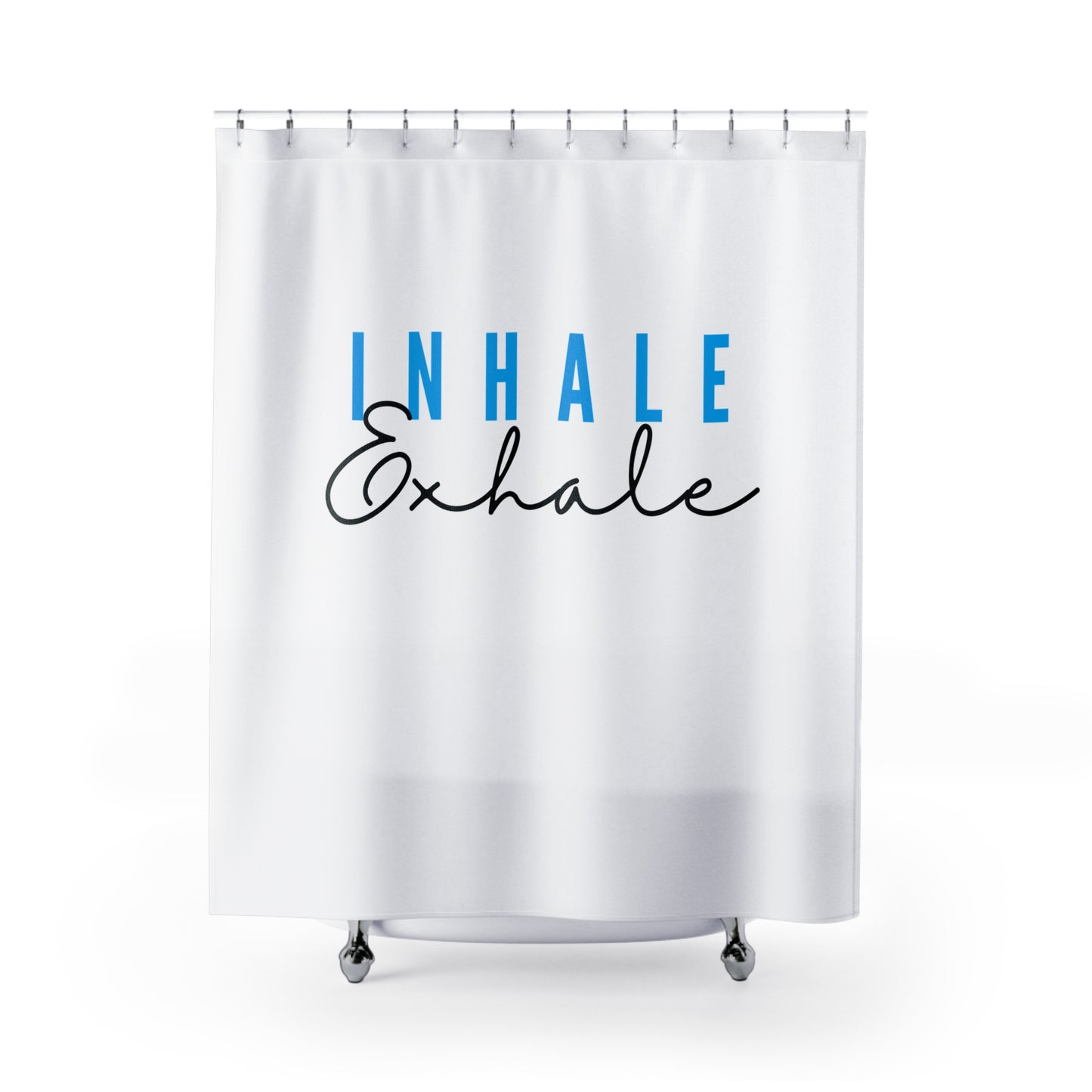 INHALE EXHALE • YOGA SPRUCH ATEMMEDITATION • Duschvorhang 180x200 cm Weiss