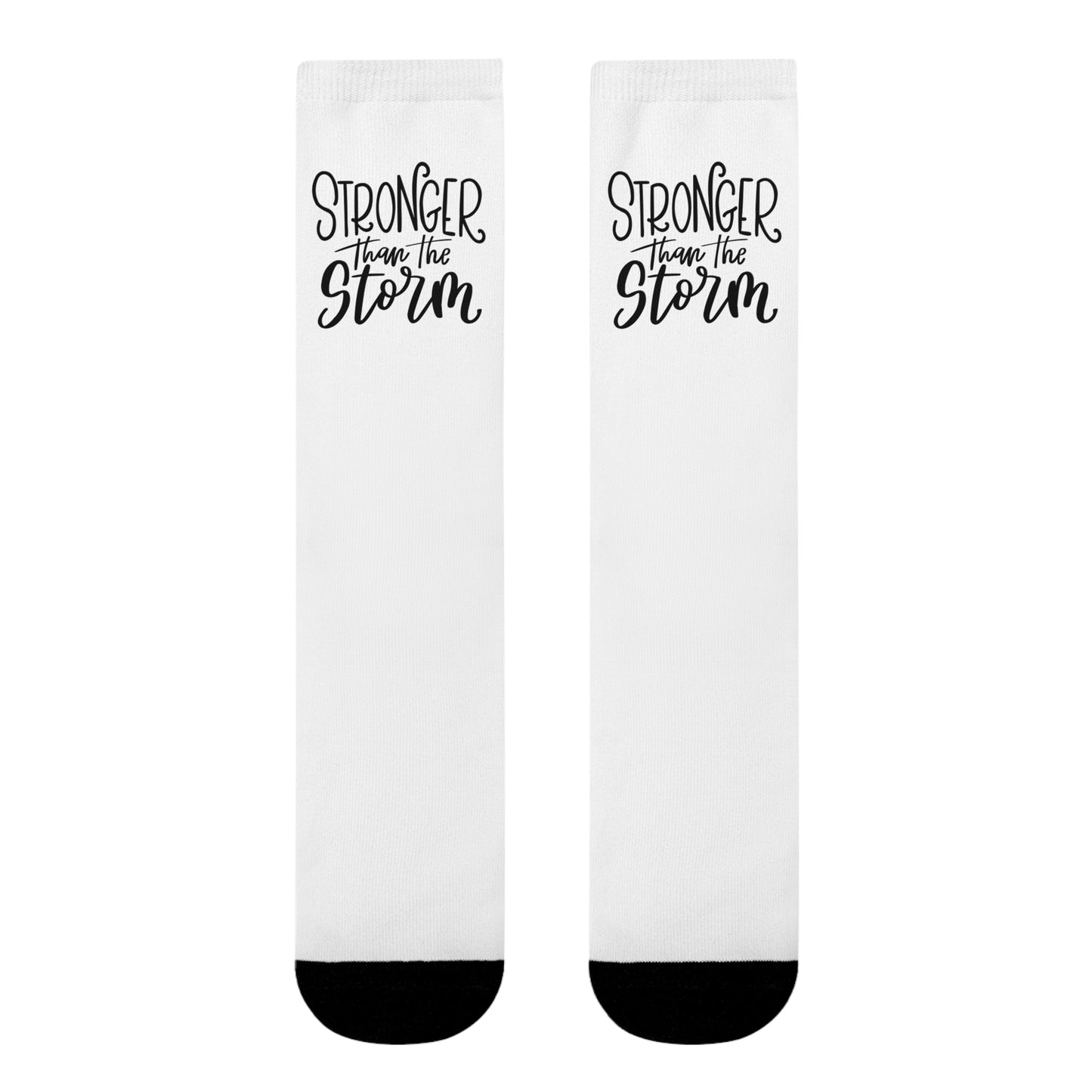 STRONGER THAN THE STORM • Yoga Spruch Motivation • Spirituelle Socken Weiß mit Spruch Motiv