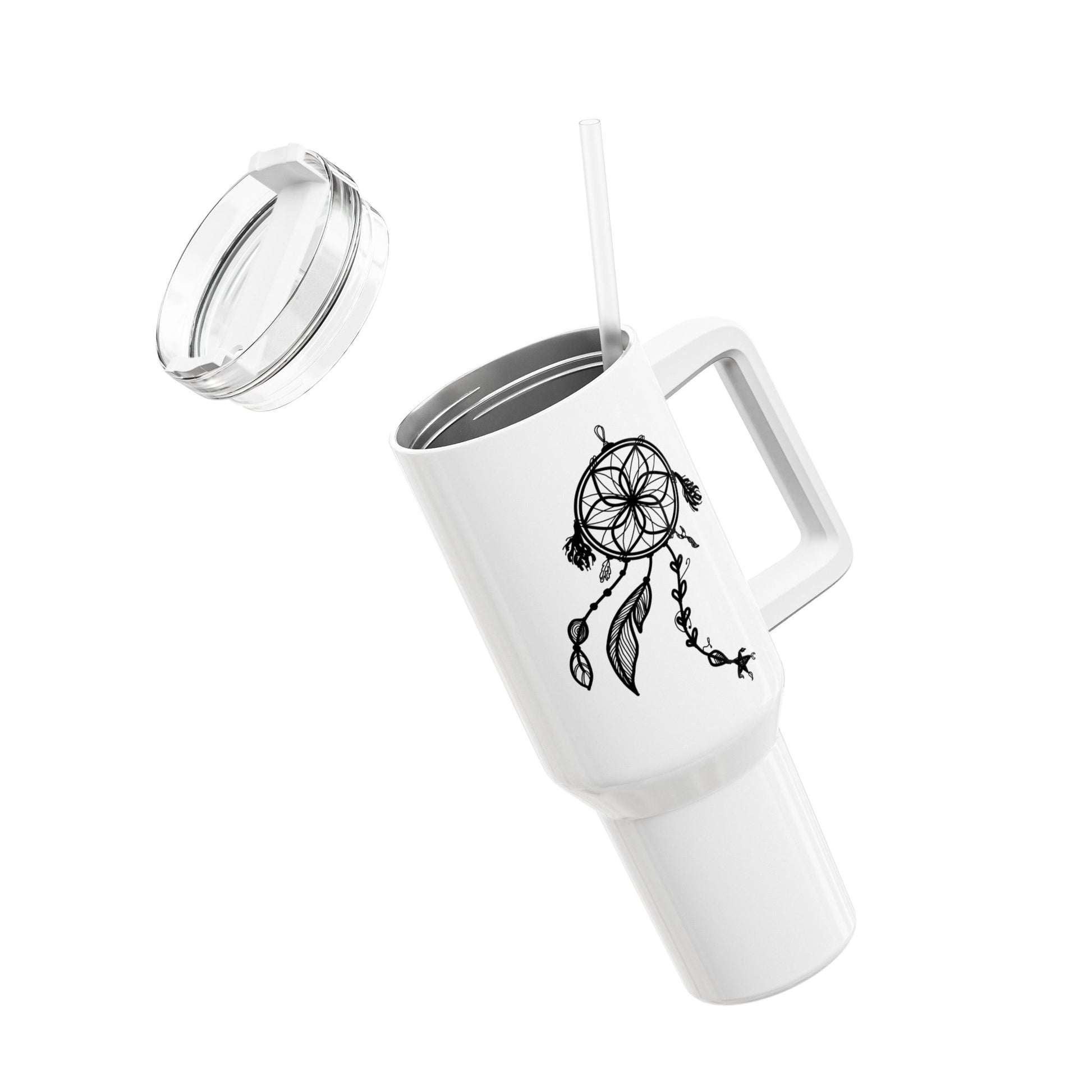 TRAUMFÄNGER INDIANISCHES SYMBOL • Tumbler mit Henkel & Strohhalm • XXL Reisebecher 1,2L - YOGA SANTA