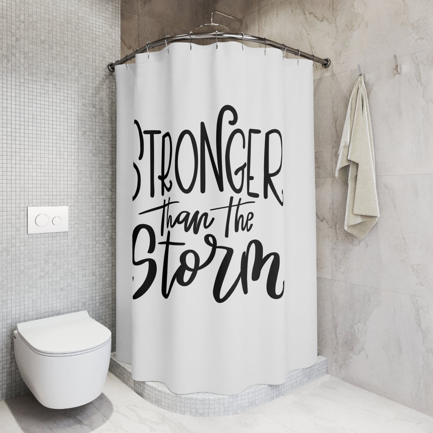 STRONGER THAN THE STORM - MOTIVATION • Duschvorhang 180x200 cm Weiss